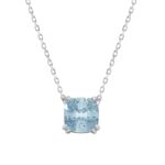 14K WHITE GOLD 2.00CT BLUE CUSHION DIAMOND LADIES SOLITAIRE PENDANT