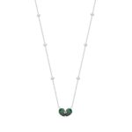 14K WHITE GOLD 2.00CT ROUND/PEAR GREEN EMERALD DIAMOND LADIES NECKLACE