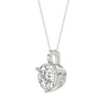 14K WHITE GOLD 3CT ROUND DIAMOND LADIES SOLITAIRE PENDANTS WITH CHAIN - Image 3