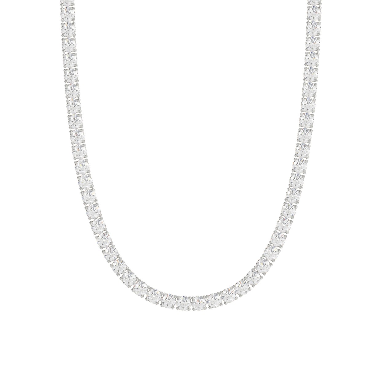 14K WHITE GOLD 4 3/4CT 18" ROUND DIAMOND LADIES TENNIS NECKLACE - Image 1