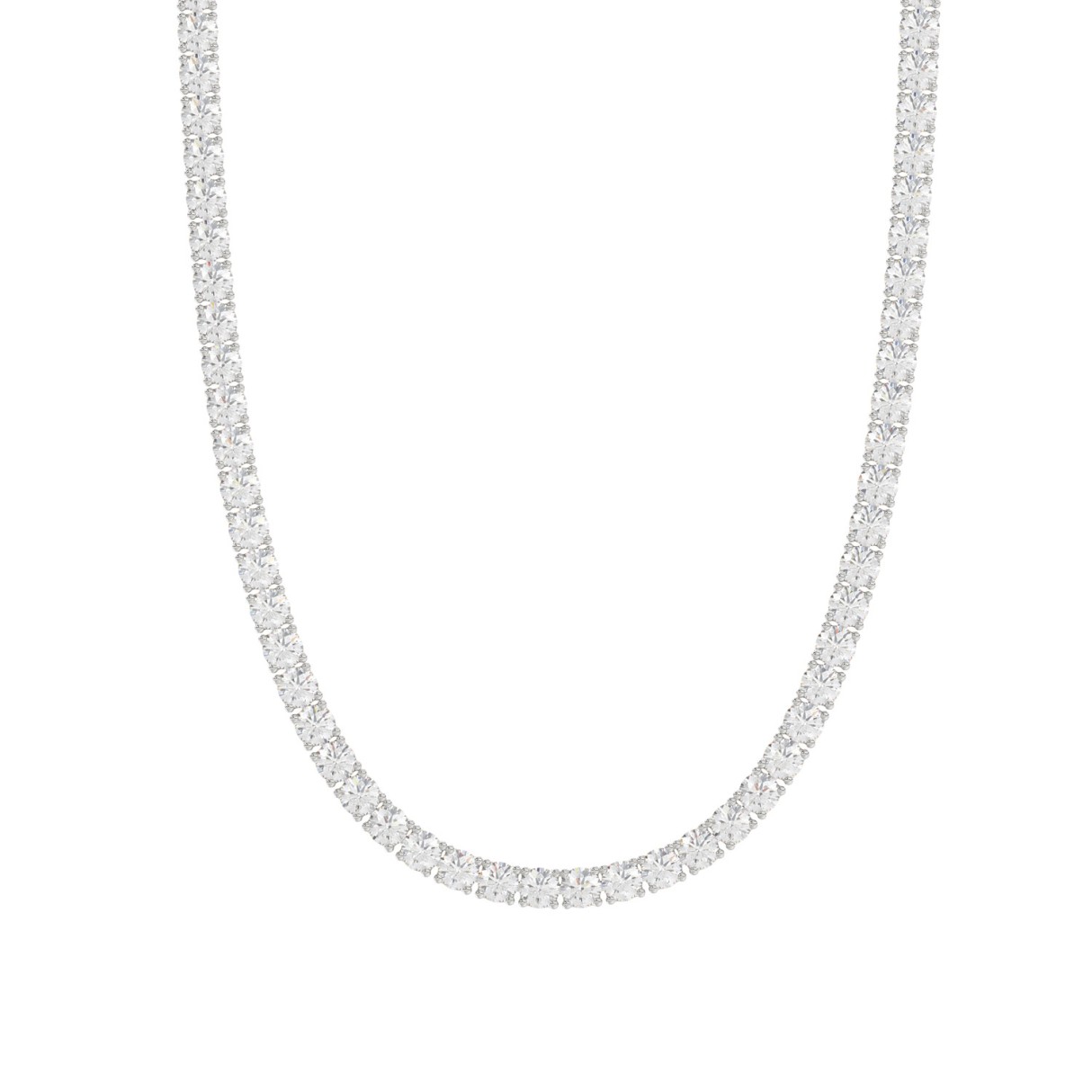 14K WHITE GOLD 7 3/4CT 18" ROUND DIAMOND LADIES TENNIS NECKLACE - Image 1