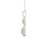 14K WHITE GOLD CRAFTED WITH 18K YELLOW GOLD BLACK PLATE 2 3/4CT ROUND/YELLOW CUSHION DIAMOND LADIES PENDANT WITH CHAIN - Image 2