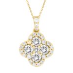 14K YELLOW GOLD 1CT ROUND DIAMOND LADIES PENDANT WITH CHAIN