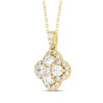 14K YELLOW GOLD 1CT ROUND DIAMOND LADIES PENDANT WITH CHAIN - Image 3