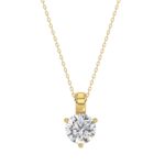 14K YELLOW GOLD 1CT ROUND DIAMOND LADIES SOLITAIRE PENDANT WITH CHAIN (CENTER STONE ROUND DIAMOND 1CT )