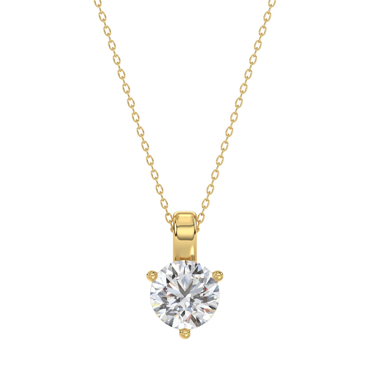 14K YELLOW GOLD 1CT ROUND DIAMOND LADIES SOLITAIRE PENDANT WITH CHAIN (CENTER STONE ROUND DIAMOND 1CT ) - Image 1