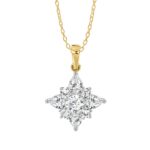 14K YELLOW GOLD 1CT ROUND/PEAR DIAMOND LADIES PENDANT WITH CHAIN