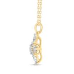 14K YELLOW GOLD 1CT ROUND/PEAR DIAMOND LADIES PENDANT WITH CHAIN - Image 2