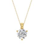 14K YELLOW GOLD 2CT ROUND DIAMOND LADIES SOLITAIRE PENDANT WITH CHAIN