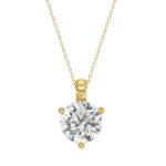 14K YELLOW GOLD 3CT ROUND DIAMOND LADIES SOLITAIRE PENDANTS WITH CHAIN