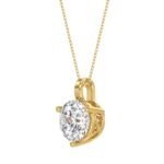 14K YELLOW GOLD 3CT ROUND DIAMOND LADIES SOLITAIRE PENDANTS WITH CHAIN - Image 3
