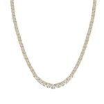 14K YELLOW GOLD 5.00CT ROUND DIAMOND LADIES TENNIS NECKLACE