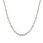 14K YELLOW GOLD 7.00CT ROUND DIAMOND LADIES TENNIS NECKLACE