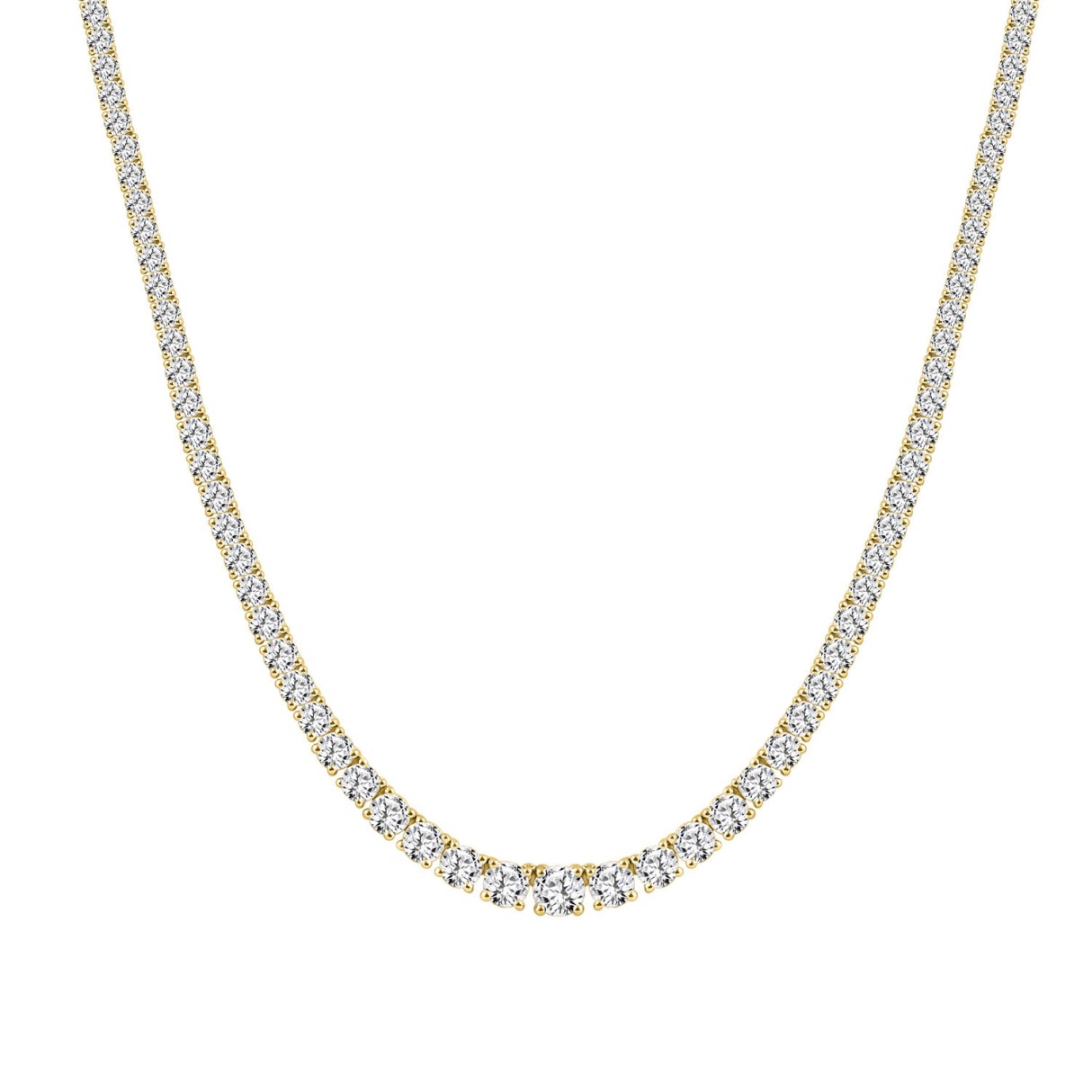 14K YELLOW GOLD 7.00CT ROUND DIAMOND LADIES TENNIS NECKLACE - Image 1