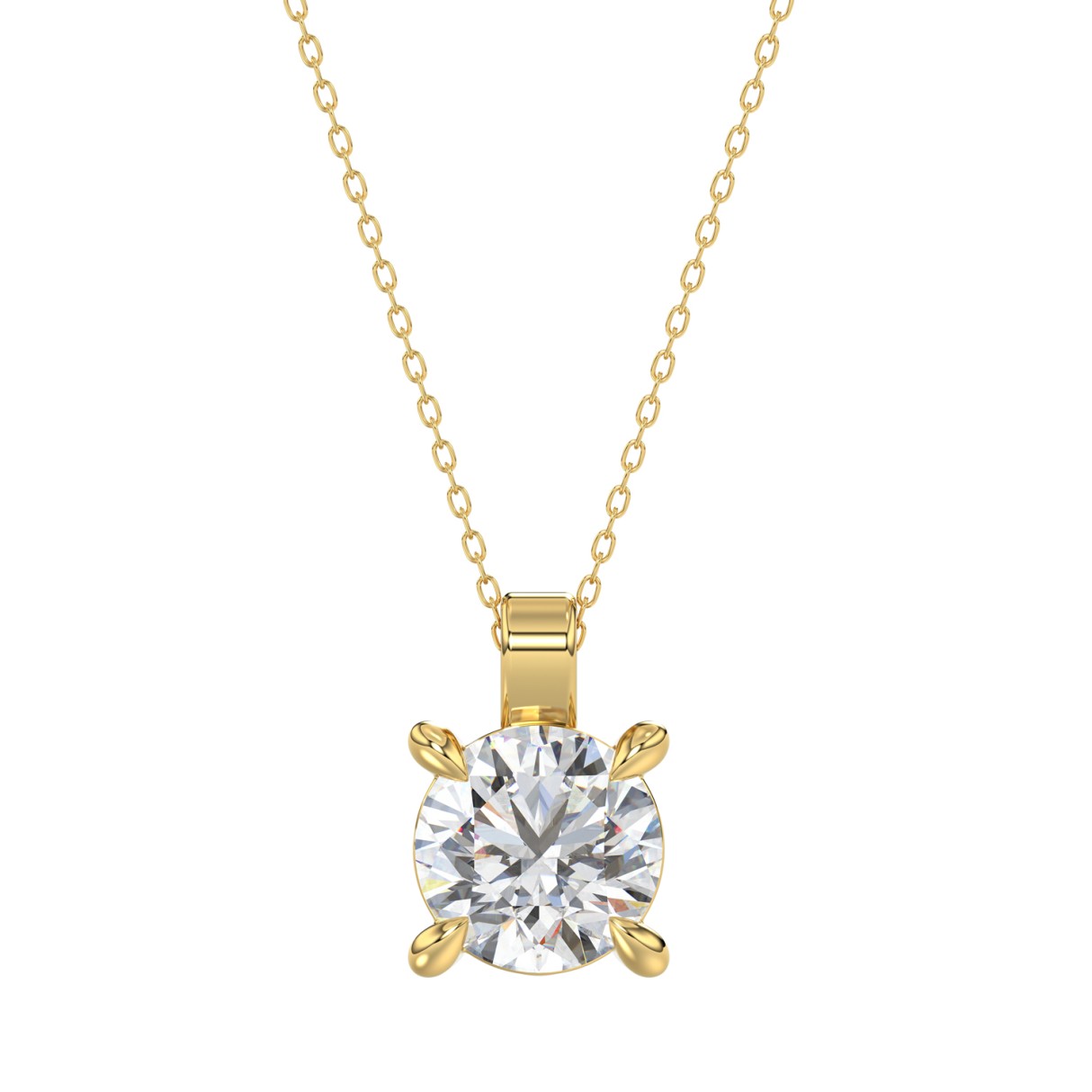 18K YELLOW GOLD 1.00CT ROUND DIAMOND SOLITAIRE PENDANT WITH CHAIN (TALON CLAWS LOCK) - Image 1
