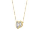 3/4CT Yellow Gold 10K Collection Linked Hearts & Two-Stone Marquise Diamond Necklace for Women (Color F-G Clarity VS1/VS2) - Image 3
