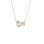 3/4CT Yellow Gold 10K Collection Linked Hearts Two-Stone Diamond  Fashion Ladies Necklace Round & Pear Cut Diamond (Color F-G -Clarity VS1/VS2)
