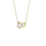 3/4CT Yellow Gold 10K Collection Linked Hearts Two-Stone Diamond  Fashion Ladies Necklace Round & Pear Cut Diamond (Color F-G -Clarity VS1/VS2) - Image 3