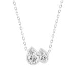 Elegance 3/4CT White Gold 10K Collection Linked Hearts Pear Diamond Ladies Necklace for Women (Color F-G -Clarity VS1/VS2)