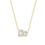 Elegance 3/4CT Yellow Gold 10K Collection Linked Hearts Emerald Diamond Ladies Necklace for Women (Color F-G -Clarity VS1/VS2)