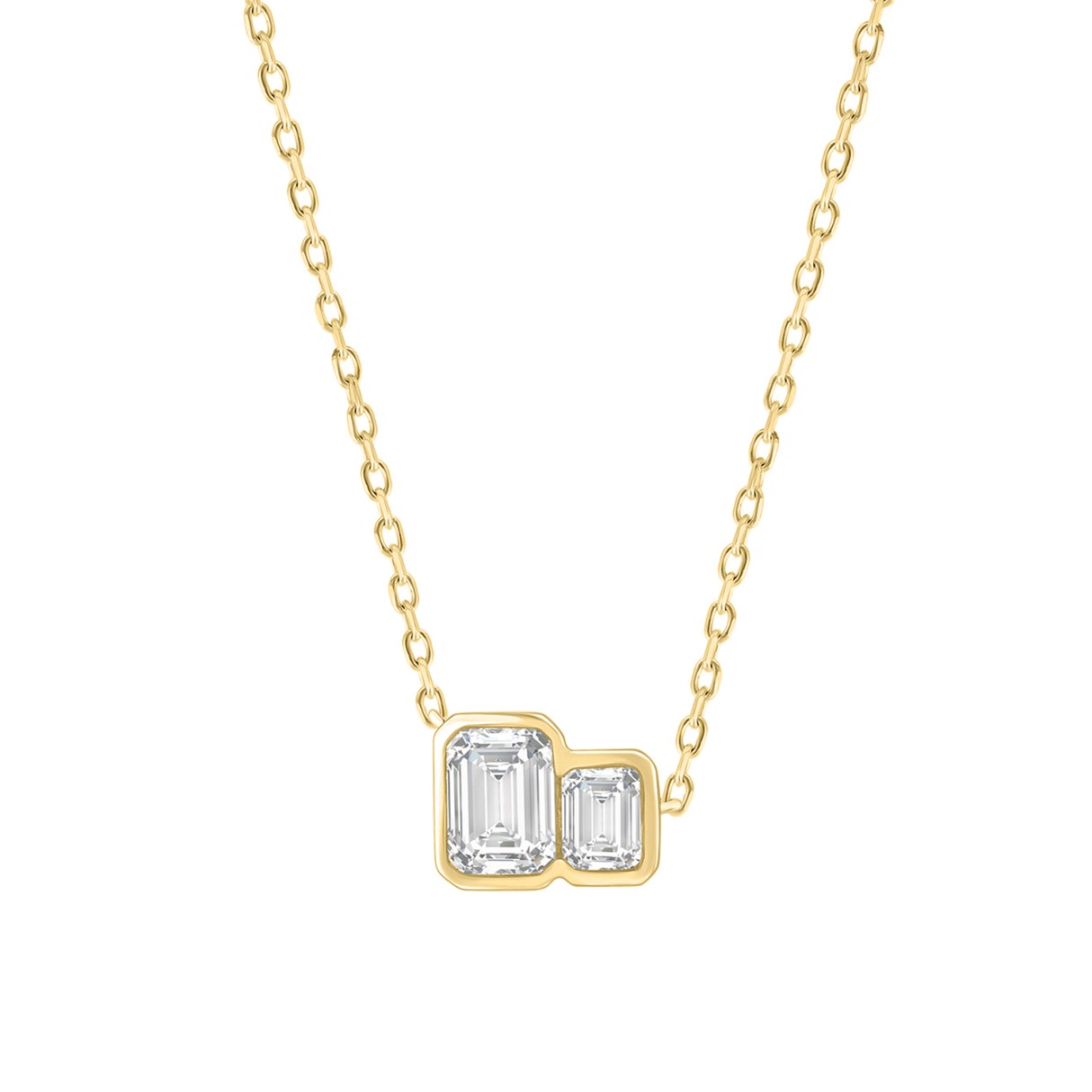 Elegance 3/4CT Yellow Gold 10K Collection Linked Hearts Emerald Diamond Ladies Necklace for Women (Color F-G -Clarity VS1/VS2) - Image 1