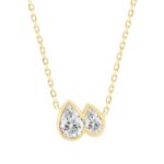 Elegance 3/4CT Yellow Gold 10K Collection Linked Hearts Pear Diamond Ladies Necklace for Women (Color F-G -Clarity VS1/VS2)