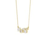 Elegant Ladies 10K Yellow Gold 1/2CT Round Lab Grown five stone Diamond Fancy Bezel set Necklace  (Color F-G -Clarity VS1/VS2) - Image 3