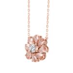 ETERNAL BLUSH COLLECTION LADIES NECKLACE  4 1/2CT ROUND DIAMOND /PINK PEAR DIAMOND 14K ROSE GOLD - Image 3