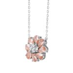 ETERNAL BLUSH COLLECTION LADIES NECKLACE  4 1/2CT ROUND/ PINK PEAR DIAMOND 14K WHITE GOLD - Image 3