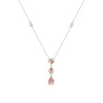 ETERNAL BLUSH COLLECTION LADIES NECKLACE 2 1/2CT ROUND DIAMOND / PINK PEAR,OVAL & PRINCESS DIAMOND 14K WHITE GOLD