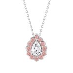 ETERNAL BLUSH COLLECTION LADIES PENDANT 1 1/4CT PINK ROUND DIAMOND/PEAR DIAMOND 14K WHITE GOLD WITH CHAIN (CENTER STONE PEAR DIAMOND 3/4CT)
