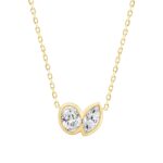 Ladies 3/4CT Oval/Marquise Lab Grown Diamond Ladies Necklace 10K Collection Linked Hearts Yellow Gold (Color F-G Clarity VS1/VS2)
