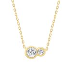 Ladies 3/4CT Round Lab Grown Diamond Ladies Necklace 10K Collection Linked Hearts Yellow Gold (Color F-G -Clarity VS1/VS2)