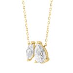 LADIES NECKLACE 1 1/2CT PEAR/MARQUISE DIAMOND 14K YELLOW GOLD - Image 3