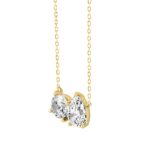 LADIES NECKLACE 1 1/2CT ROUND/PEAR DIAMOND 14K YELLOW GOLD - Image 3