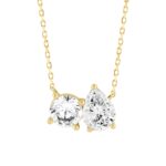 LADIES NECKLACE 1 1/2CT ROUND/PEAR DIAMOND 14K YELLOW GOLD - Image 4
