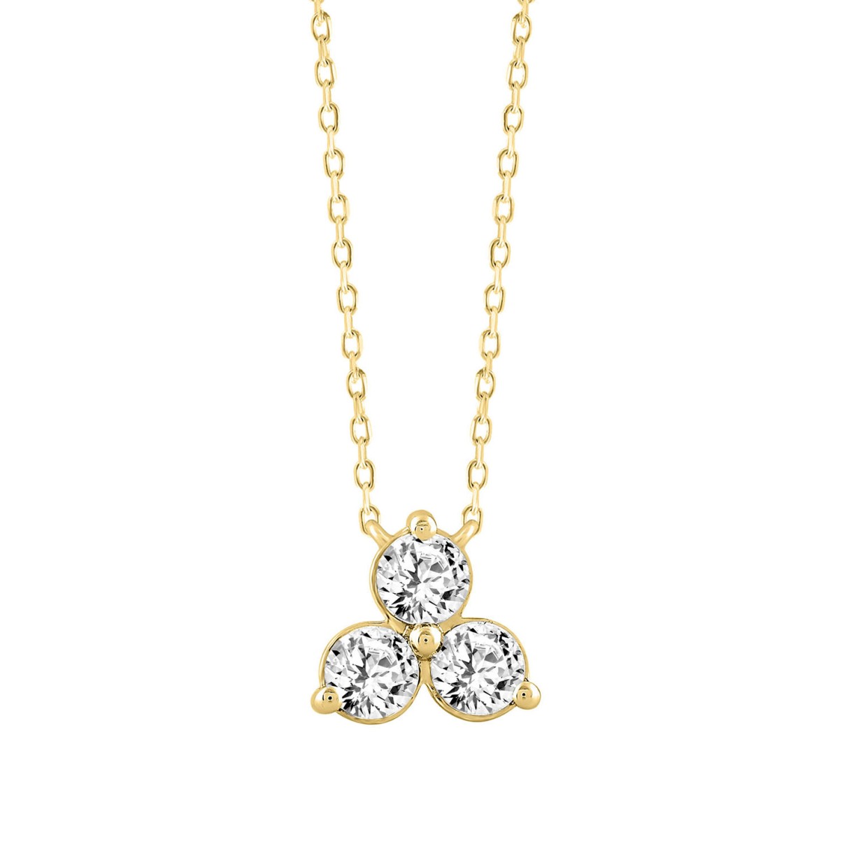 LADIES NECKLACE 1/2CT ROUND DIAMOND 18K YELLOW GOLD - Image 1