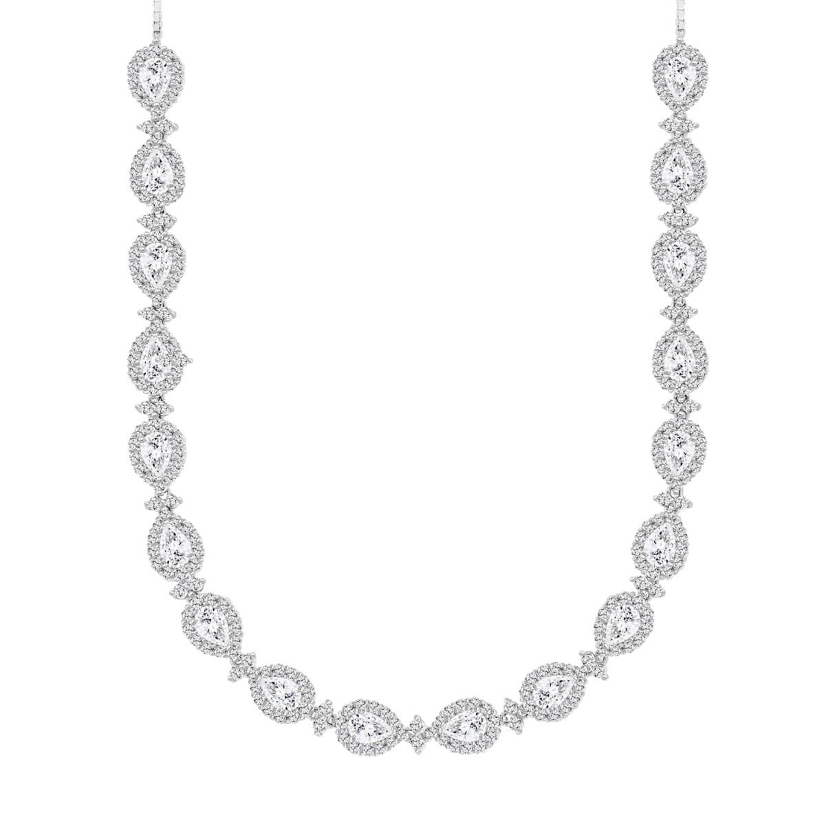 LADIES NECKLACE 16CT ROUND/PEAR DIAMOND 14K WHITE GOLD - Image 1
