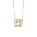 LADIES NECKLACE 1CT ROUND/PRINCESS DIAMOND 14K YELLOW GOLD (CENTER STONE PRINCESS DIAMOND 3/4CT ) - Image 3