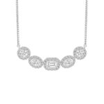 LADIES NECKLACE 2 1/2CT ROUND/OVAL/EMERALD DIAMOND 14K WHITE GOLD (CENTER STONE EMERALD DIAMOND 1/2CT )