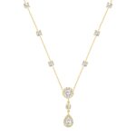 LADIES NECKLACE 2 3/4CT ROUND/PEAR DIAMOND 14K YELLOW GOLD (CENTER STONE ROUND/PEAR DIAMOND 1/2CT 1/2CT )