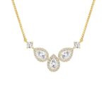 LADIES NECKLACE 3 1/2CT ROUND/PEAR DIAMOND 14K YELLOW GOLD