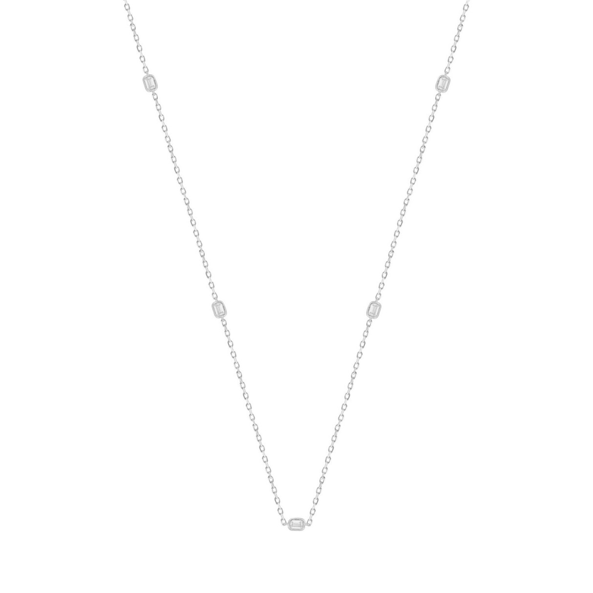 LADIES NECKLACE 3/4CT EMERALD DIAMOND 14K WHITE GOLD - Image 1