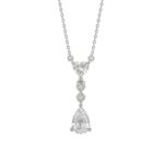 LADIES NECKLACE 3/4CT ROUND/PEAR/HEART DIAMOND 14K WHITE GOLD WITH CHAIN