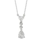 LADIES NECKLACE 3/4CT ROUND/PEAR/HEART DIAMOND 14K WHITE GOLD WITH CHAIN - Image 4