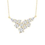 LADIES NECKLACE 4CT ROUND/PEAR DIAMOND 14K YELLOW GOLD