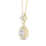 LADIES NECKLACE WITH CHAIN 2 1/2CT ROUND/PEAR DIAMOND 14K YELLOW GOLD (CENTER STONE PEAR DIAMOND 1 1/2CT ) - Image 3