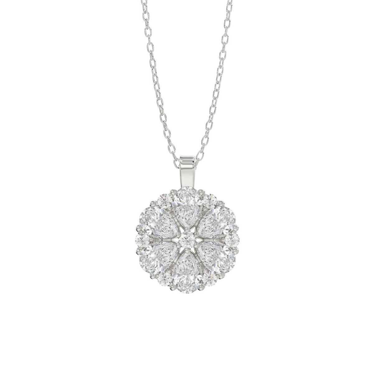 LADIES PENDANT 1CT ROUND/PEAR DIAMOND 14K WHITE GOLD - Image 1