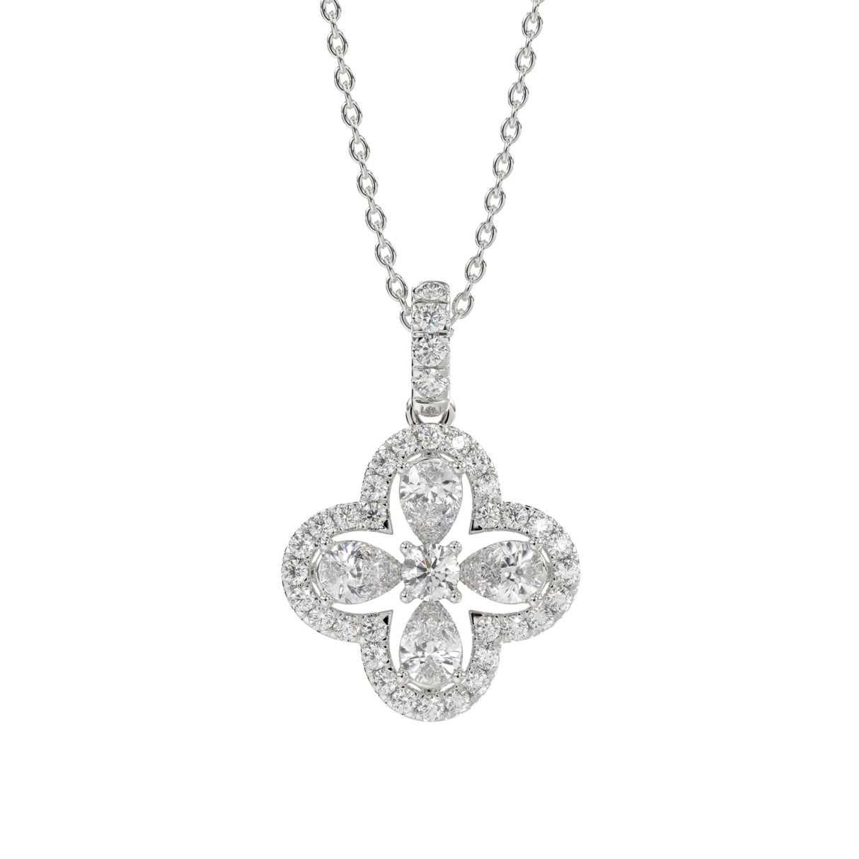 LADIES PENDANT 1CT ROUND/PEAR DIAMOND 14K WHITE GOLD - Image 1