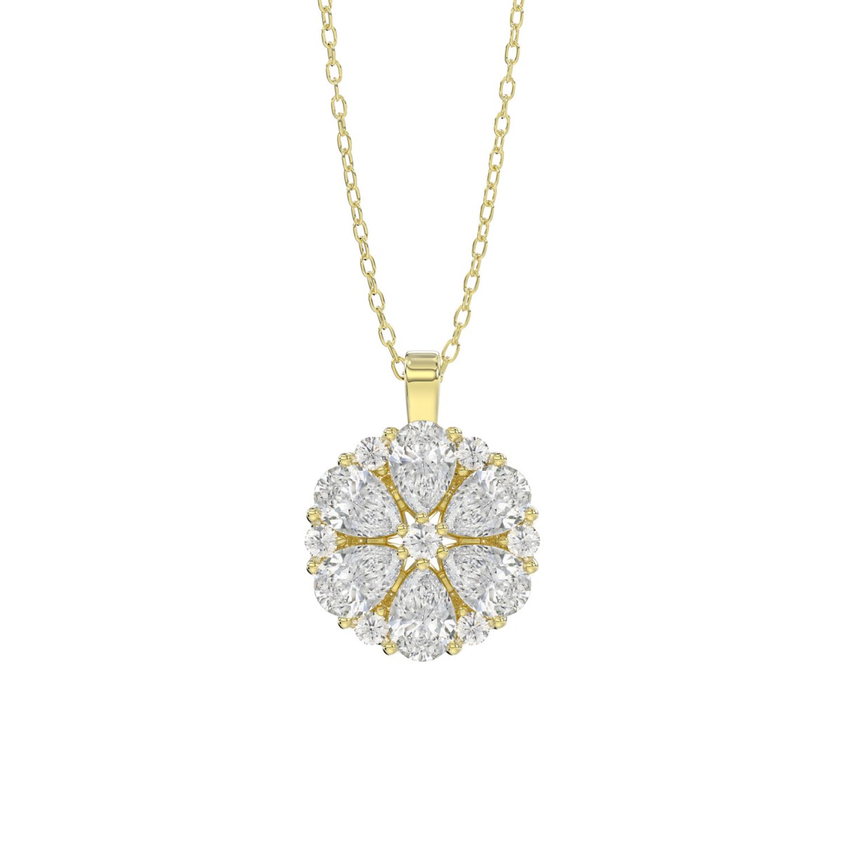 LADIES PENDANT 1CT ROUND/PEAR DIAMOND 14K YELLOW GOLD - Image 1